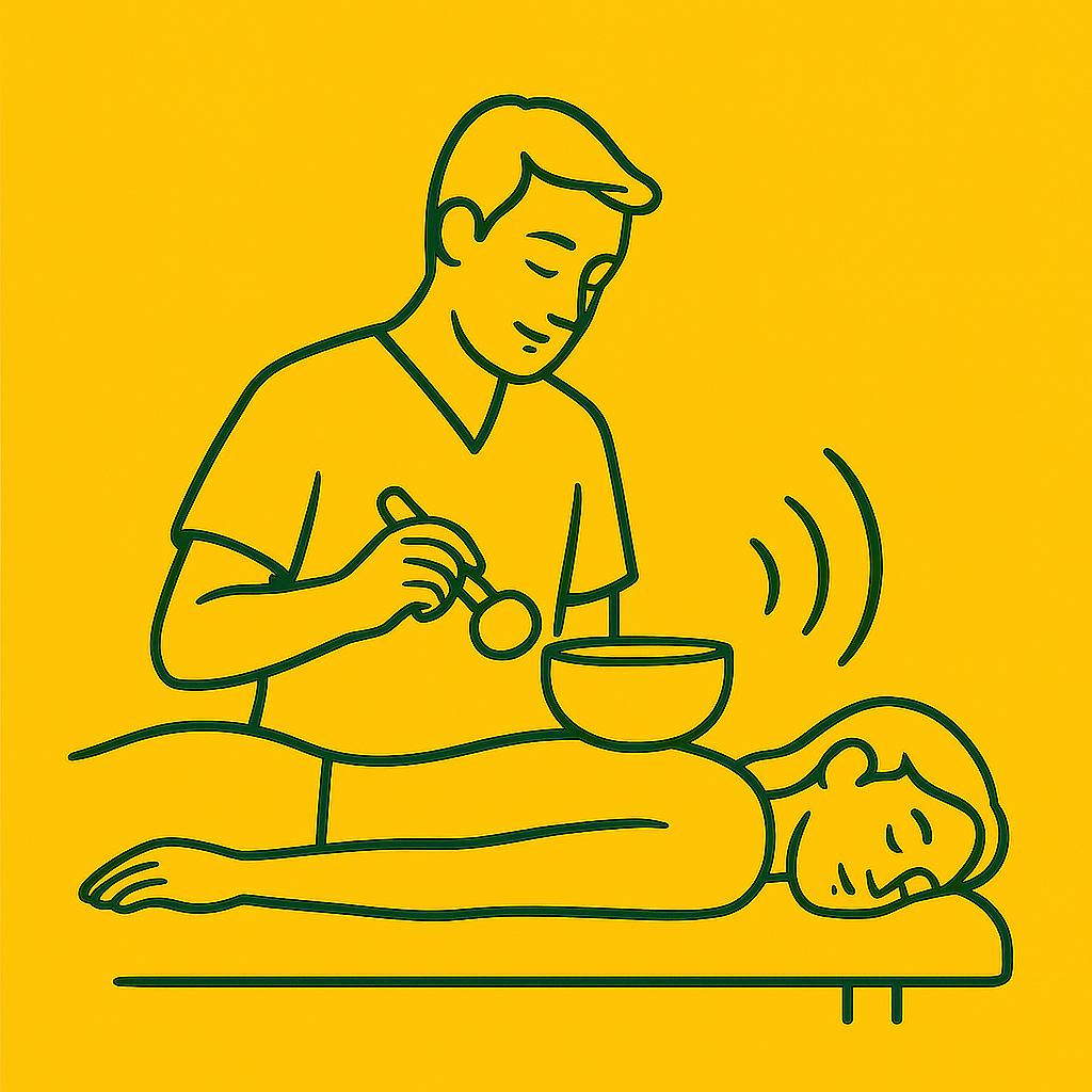 Klangschalenmassage im Entspannungsraum