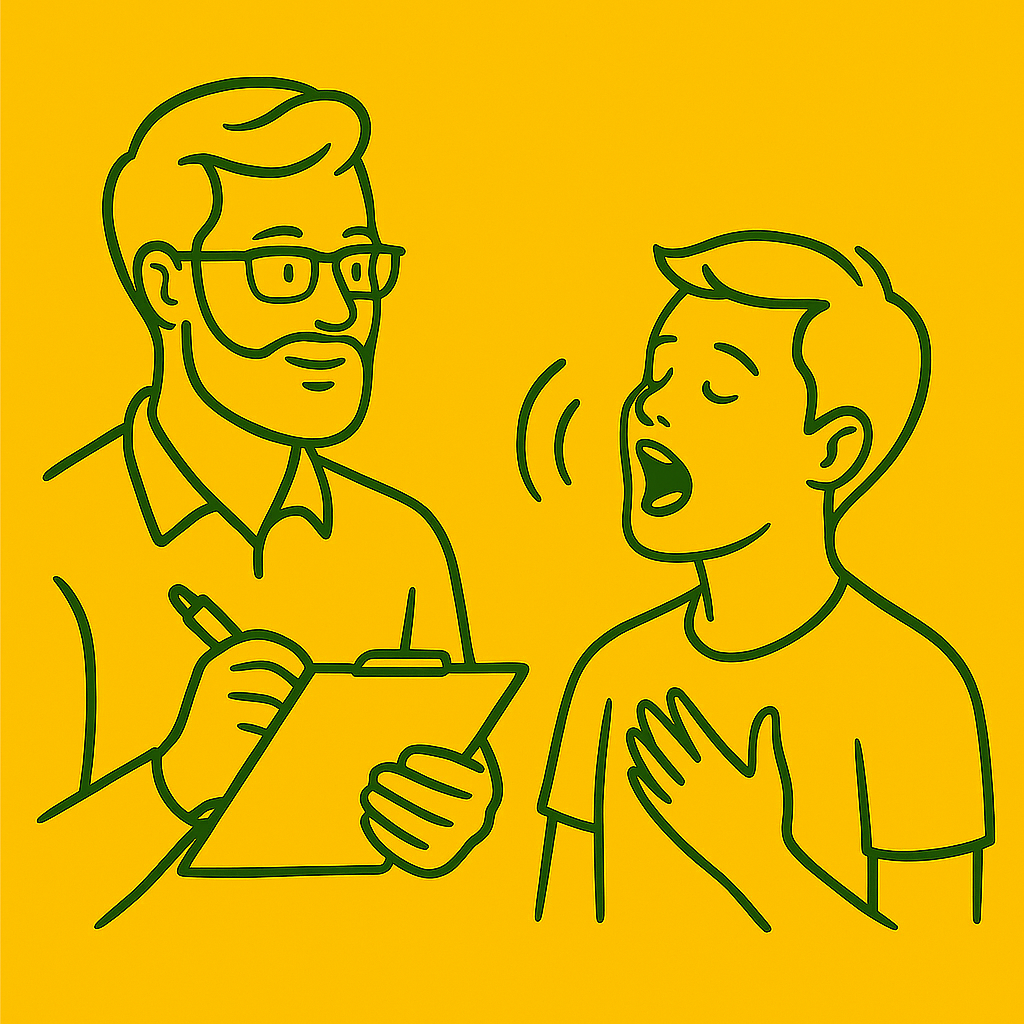 Person während einer Stimmtherapie